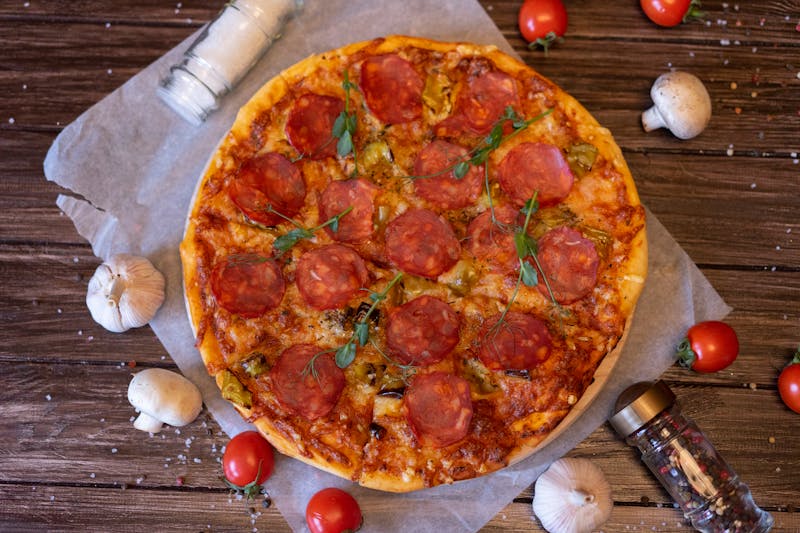 Spicy Diavola hot pizza with salami