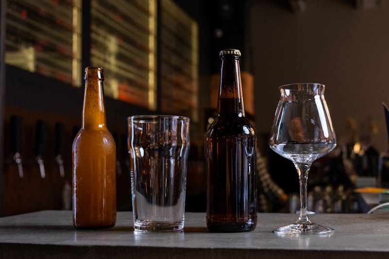 Craft root beer soda in glass bottle